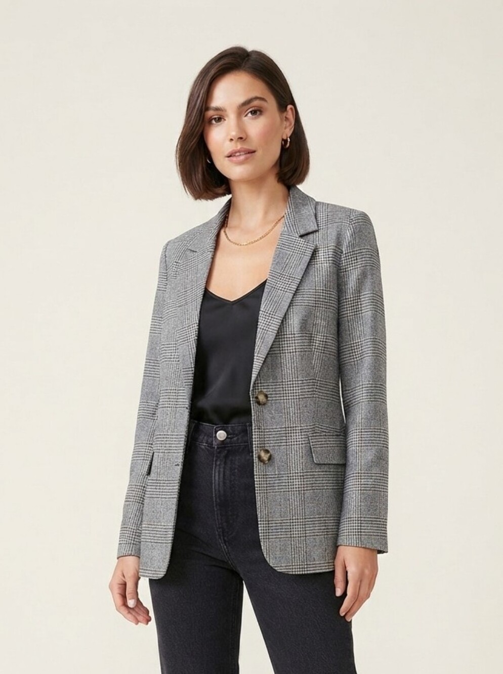 San Francisco Classic Plaid Blazer-Structured & Chic-size 9 (M)